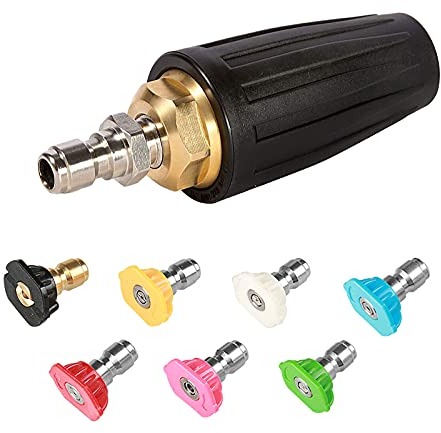 CDIYTOOL Ugello turbo rotante, 4000 psi, set di accessori per pistola per idropulitrice a pressione, 1/4 '' Quick Connect Cleaner Gun ugello spray set di accessori con 7 ugelli spray kit 4.0GPM