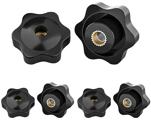 XPEX Bouton de Serrage M8, Ecrou Étoile, Bouton de Serrage à Filetage Moleté,Étoile Tête Écrous De Serrage Bouton,pour les Mécaniques, Vis Plastique Équipements Électroniques, 6 Pack