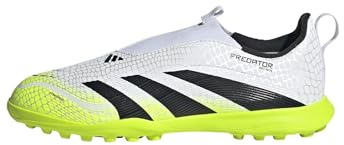 adidas Mixte Enfant Predator League Laceless Turf Football Boots Kids Chaussures, Cloud White/Core Black/Lucid Lemon, 33 EU