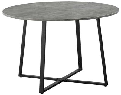 DUBI Möbel Esstisch NOA, Rund 110x110 cm Esszimmertisch Küchentisch Holztisch für Küche, Esszimmer, Industrial modern Design, Beton Optik, 11216-US-BETO