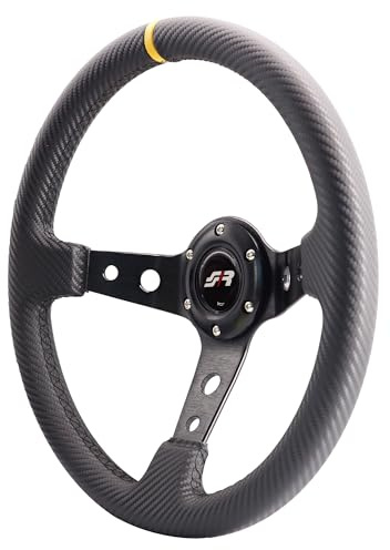 Simoni Racing Stage - Volante deportivo universal de piel de carbono