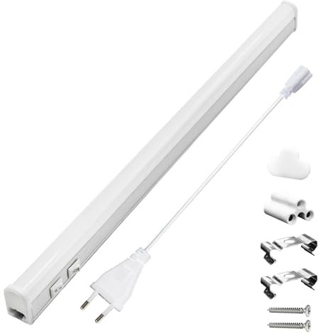 MAKA Barra Led Sottopensile Cucina, Luce per Scrivania a Led Sotto Mensola, Neon Sottopensile Cucina con Interruttore, Barre Sotto Pensili 220 Volt, Alluminio (14 Watt)