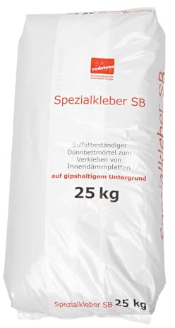 Redstone Mortier adhésif spécial SB 25 kg – Mortier mince résistant aux sulfates pour plaques d'isolation intérieure – Haute adhérence et résistance au glissement – Pour supports contenant du plâtre