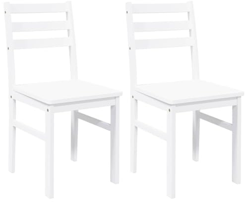 vidaXL Sedie da Pranzo 2 pz Bianche in Legno Massello di Hevea, sedia da pranzo, sedia da cucina, sedile da pranzo, sedia, sedia da soggiorno