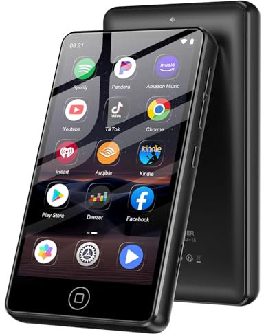 AGXOV 80GB MP3-Player con Wi-Fi y Bluetooth, 4,02 Pulgadas Pantalla táctil MP4 Player, Reproductor de música Android con Spotify, Amazon Music, Deezer, Radio FM, Lector de E-Books (Negro)
