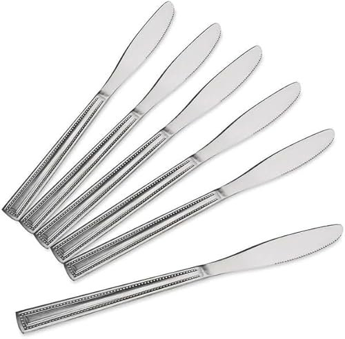 Stainless Steel Butter Knives Spreader Set Of 6 Compact & Versatile Cutlery Dishwasher Safe Dinner Knifes Silverware Table Knive For Home Hotel & Restaurant (20.5cm)