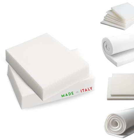 TENDAGGIMANIA Gommapiuma per Imbottitura Densità 25 - Gommapiuma Spessore 8 CM - Misura 50cm x 200 cm - Gomma Piuma per Cuscini Divano Anche per Poltrona e Divano Letto