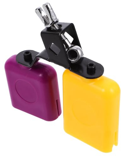 Beaupretty Cencerro Bicolor Amarillo y Púrpura Accesorio para Instrumento de Percusión Ángulo Ajustable que Produce Tono Batería