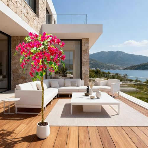 Bougainville Konstgjorda blommor 150 cm, konstträd med blommor, konstträd, dekoration, konstgjorda växter, stora dekorativa blommor för entré, balkong, fönsterbräda, hörn, dekoration i vardagsrum
