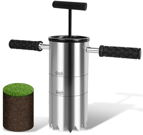 Somivrusa Portable Golf Hole Cutter 4 & 6 Golf Cup Digger, USGA-Standard Detachable Handle Stainless Steel Hole Digger for Backyard, Garden & Outdoor Golf Putting