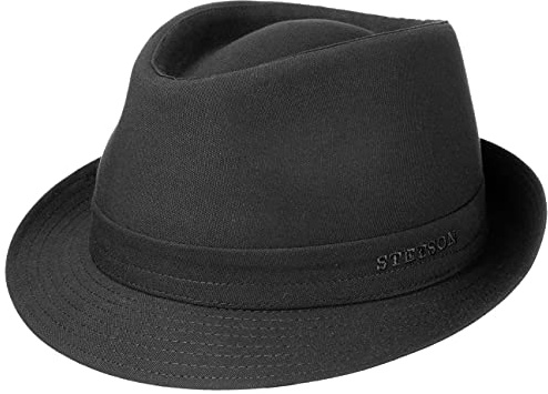 Stetson Teton Stofftrilby Hut Stoff Garniturband Made in Italy Damen und Herren Sommer Winter schwarz 54 cm