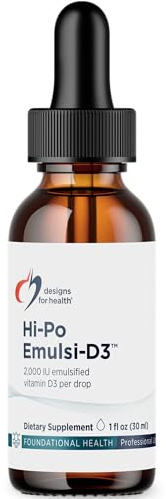 Designs for Health Hi-Po Emulsi Vitamin D Drops - Liquid Vitamin D 2000 IU, Highly Concentrated Vitamin D3 - Bone Health + Immune Support Supplement - 2000 IU Per Drop (1000 Servings / 1 Ounce)