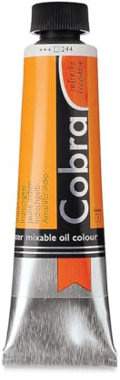 Cobra Artist Water-Mixable Oil Colour - Indian Yellow 244-40 ml Tube - High Pigment - Solvent-Free - Artist Quality