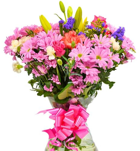 Homeland Florists Pink Mixed Fresh Flowers Delivery Next Day Prime UK, Stunning Floral Bouquet, Beautiful Birthday Present or Thank You Gift