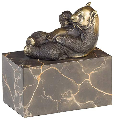 Scultura panda decorativa in bronzo stile antico statua figura 14cm
