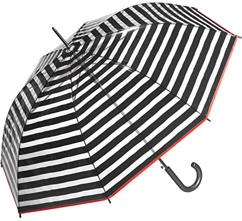 Stockschirm Automatik Transparent Black - Stripes