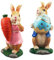 Jangostor 2 Stück Osterhasen Dekorationen Handbemalte Osterhasen Statue und Figuren mit Karotte & Ei, Tischdeko zu Ostern Hasendekor aus Harz für Zuhause Büro Party Tisch Frühlings Oster Dekoration