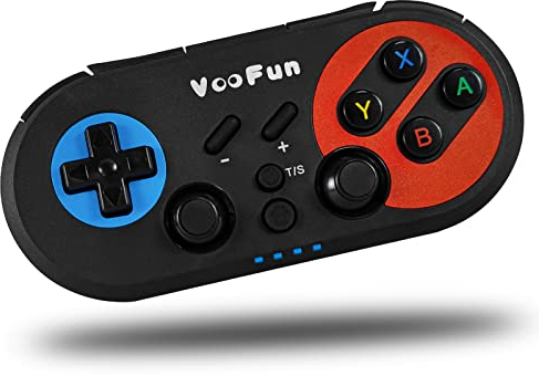 VooFun Mando Switch Inalámbrico, Mando PC Bluetooth Mandos para Switch/Lite/OLED, Windows PC, PS3 con Giroscopio 6 Ejes Sensor, Doble Vibración, Función Turbo, Wake-up Consola, Negro