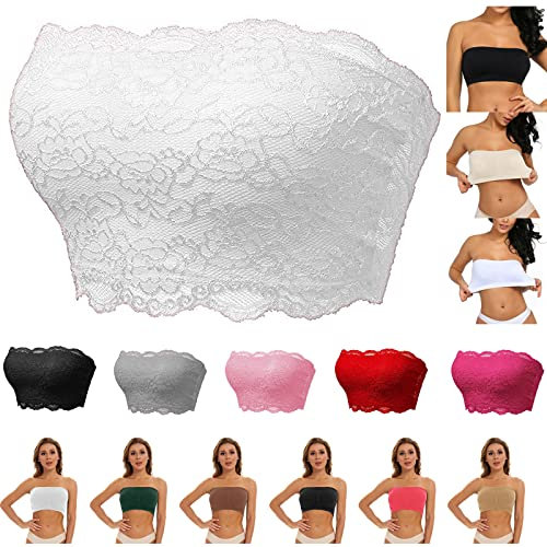 Angxiwan Women Strapless Bandeau Bras Comfort Stretch Bralette Non-Padded/Removable Padded Basic Layer Tube Top Bra S-3XL