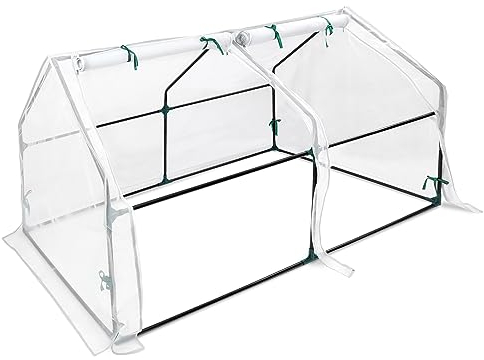 UISEBRT Serra da Giardino Serra per Pomodori, 180 x 90 x 90 cm, con rete per verdure, 2 porte arrotolabili, serra per giardino, balcone, bianco