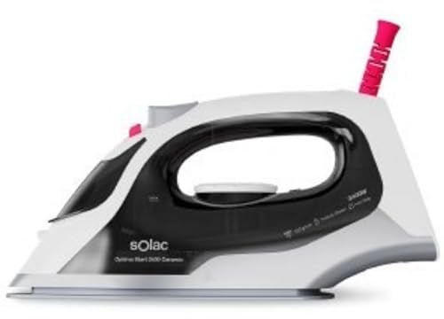 Solac - Plancha de Vapor Optima Start 2400W | Golpe de Vapor 120g/min | Vapor Continuo 30g/min | Suela Cerámica Antiadherente | Función Spray y Anti-Goteo | Planchado Vertical Rápido y Eficaz