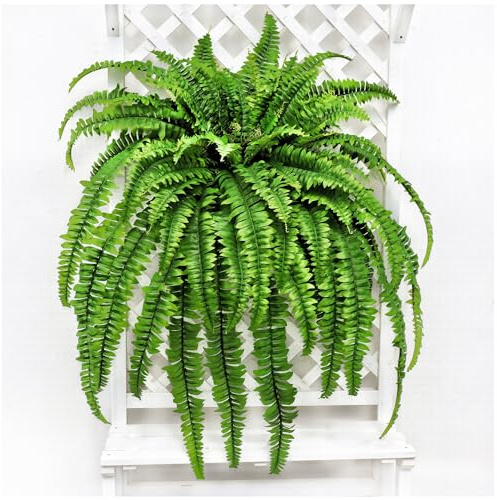 Juecao Large Artificial Boston Fern 68 Fake Ferns Silk Artificial Plants for Outdoor Planter Patio Home Office Garden Porch Faux Greenery Decor