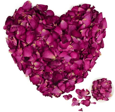 Blütenkonfetti Hochzeit - 100g Natürliche Rosenblätter Getrocknet, Biologisch Abbaubares Blütenblätter, Streublumen Rosenblüten für Geburtstag, Party, Vorschlag, Körperbad, Spa