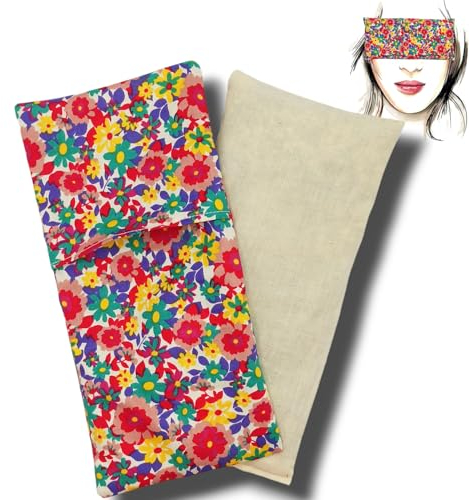 Augenkissen Yoga Blumen - blau (1 Füllung und 1 waschbarer Bezug) | Lavendel Samen und Reis | Yoga, Meditation, Entspannung, für Ihre Augen ..