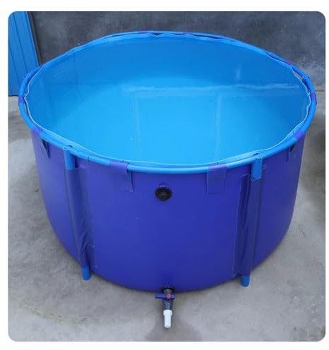Rygcrud Large Collapsible Canvas Fish Pond - PVC Liner/Fabric, Above Ground Swimming Pool Ease of Assembly, Temporary Holding Tank with Bracket for Koi/Goldfish, Customizable(3x1/7000L)