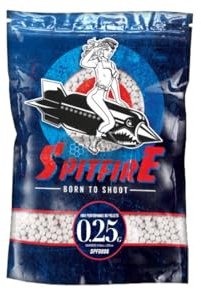 Spitfire Bolas de Airsoft, 0,25g, 4000 Unidades, 1kg, Blancas, No Biodegradables
