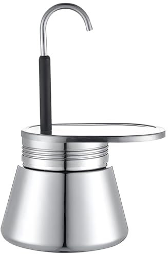 Kronabelle Caffettiera in acciaio inox di alta qualità, caffettiera italiana da piano cottura, beccuccio singolo a parete spessa, perfetta per caffè crema ricco fatto in casa