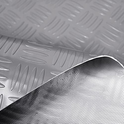Olivo.Shop Alfombra de Goma Antideslizante de PVC, Revestimiento de Suelo engomado de PVC para Exteriores, Bares, talleres, Gimnasio, Garaje,1,5 m de Ancho Work GRECATO (Gris, 1,5x5 MT)