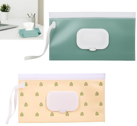 Menibeuty 2Pcs Sac De Lingettes Humides Pour Bébés, Boite A Lingettes Humides Pour Les Déplacements, Boîte De Lingette Pour Waterwipes Bebe Lingette Et Accessoires (Bohême Verte)