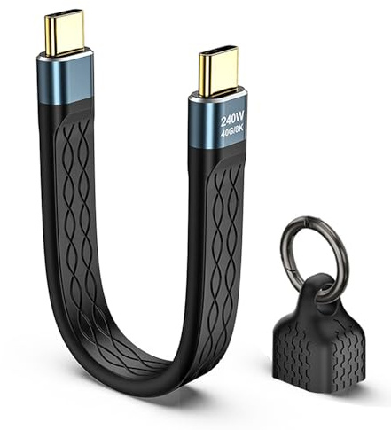 Câble USB C vers USB C Court, Recharge Rapide PD 240 W, Transfert de Données 40 Gbit/s, Affichage Vidéo 8K@60Hz, Compatible avec Thunderbolt 4/3, iPhone 16/15, iPad, MacBook, Samsung, Pixel