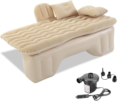 Materasso ad aria per auto, sedile posteriore, doppio lato floccato, portatile, materasso ad aria per auto, accessori per auto, letto da campeggio (bianco sporco)