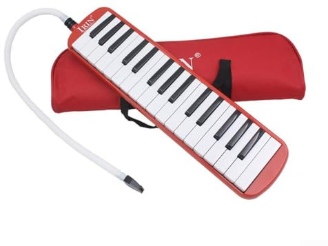 Honseadek Melódica de 32 teclas, con bolsa de transporte, teclado musical profesional, para estudiantes de música y principiantes, diseño portátil, material plástico (rojo)