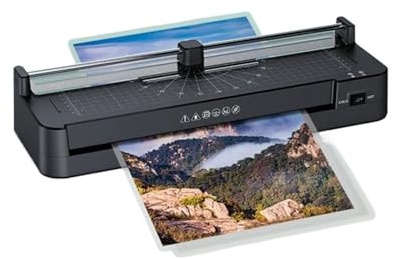 BAFEIYA Máquina laminadora for laminar Tarjetas fotográficas, cortadora de Papel for laminación térmica portátil for Uso Personal, Oficina y Escuela