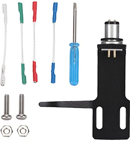 Testina per fonorivelatore di alta gamma per giradischi, testina per fonografo con 4 cavi e viti, kit in lega di alluminio per giradischi di alta gamma più comuni. (Nera)