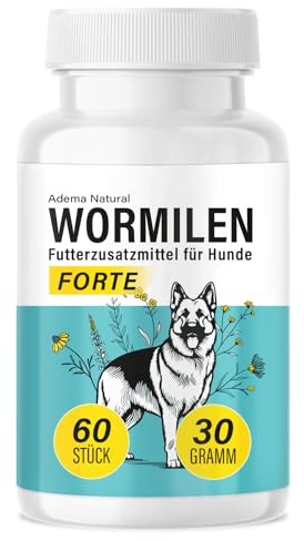ADEMA NATURAL® WORMILEN - Cura per cani, pre, durante e dopo l'infestazione, rimedio naturale per lo stomaco e l'intestino in caso di vermi