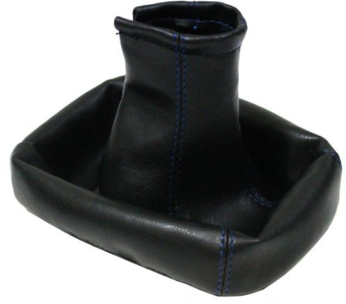 AERZETIX: Funda para palanca de cambios de piel sintética negro con costuras azul