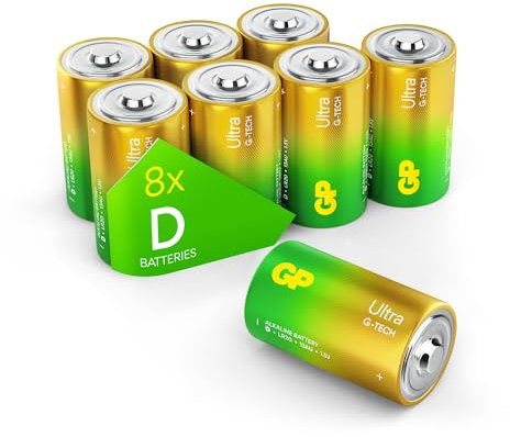 Size D batteries |Pack of 8| GP Batteries |Superb operating time| LR20 | 13A | 1.5V | MN1300