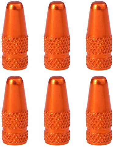 VORCOOL 5pcs de Bicicleta Tapas de Válvulas Aluminio aleación Francés Tapones de válvula para Bicicleta de montaña Mountain Bike neumático válvula de Aire staubabdeckungen (Naranja)