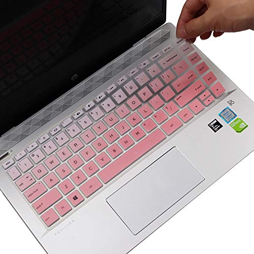 Keyboard Cover for 2020 2021 HP Pavilion 14 Laptop 14t 14z 14-cf 14-dk 14-dq 14-fq Series 14-cf0006dx/cf0012dx 14-dk0002dx 14-dq0011dx/dq1037wm/dq1089wm 14-fq0040nr/fq0050nr Keyboard Skin, Ombre Pink