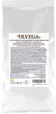 Olvega Leche en polvo para postres y huevos enteros Producto profesional Método de secado por pulverización Ambiente doméstico o profesional Uso Adulto Sin gluten 1 kg Bolsa de 3