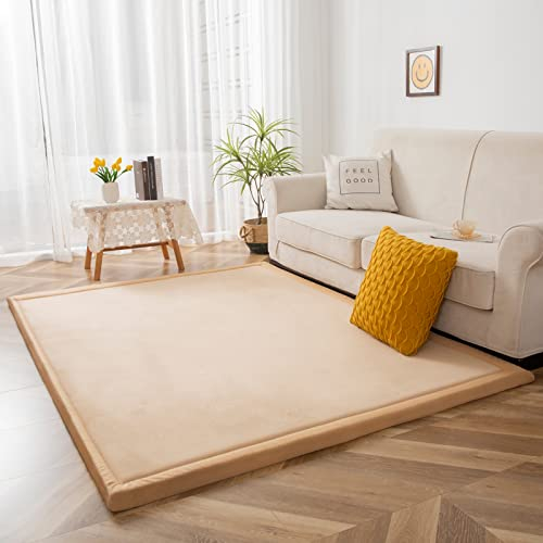 BYBYME Velvet Baby Play Mellow Mat 3cm Thick Area Rug, Crawling Carpet with Non-Slip Fluffy Short Pile, Perfect Carpets for Kids Gift, Exercise and Crawling (Brown, 150×200cm)