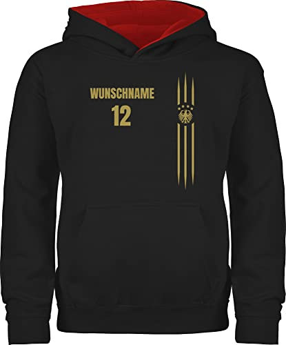 Pullover Kinder Hoodie Jungen Mädchen - 2026 Fussball WM Fanartikel - Deutschland Name und Nummer - 140 (9/11 Jahre) - Schwarz/Rot - germany for kids fußball em pulli zum fußball. deutsch hoodies