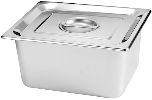 HEMOTON Stainless Steel Catering Tray with Lid 10.4X6.5X5.9 Inch Buffet Serving Pan for Restaurants Home and Food Service