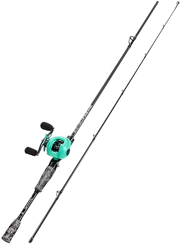 Sougayilang MX-2 Wurfangelrute und Baitcastrolle Combo, 1,8m/2,1m Baitcaster Combo - Raubfisch-Angelset für Hecht, Barsch, Zander-2.1H-L