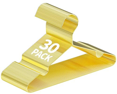 SPECILITE Confezione da 30 grucce in metallo dorato da 30 cm, per bambini, con intagli per vestiti, camicie, cappotti per bambini, vestiti, pantaloni, spessore 0,3 cm, salvaspazio, resistenti