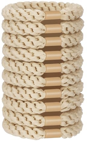JessLab Hair Ties Set, 10 Pcs Soft Elastic Cords for Women No Damage Ponytail Holders Stretchy Bands Headband Accessory for Girls Ladies, Beige